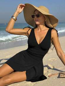 Swim Chiccia Falda ajustada y sexy para playa/natación y conjunto deportivo de mujer - Negro - Ver 3