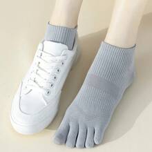 5 pares de calcetines de cinco dedos para mujer, de algodón y malla, calcetines de verano con dedos separados, deportivos, antideslizantes, de corte bajo hasta el tobillo. - 5 pares mix02 - Ver 6