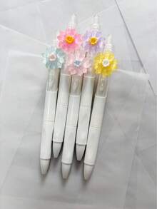 5支/6支/7支装花形圆珠笔，款式随机，0.5毫米黑色墨水按动式花形圆珠笔，适合学校和办公用品，书写流畅。 - 花朵 - 查看 9