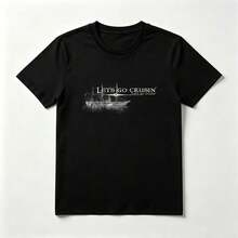 Barco Vintage Playera de Algodón Negro con Ilustración Marítima - Negro - Ver 1