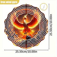 1 pieza "Renacimiento del Fénix" 3D de 10in*10in con gancho giratorio, Giro creativo DIY de 360°, Decoración de patio al aire libre sin electricidad (Colgante no incluido), Estilo aleatorio - Multicolor - Ver 4