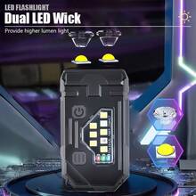 1 pieza Linterna de bolsillo súper brillante COB con clip recargable, luz LED multifuncional de emergencia - flash - Ver 1