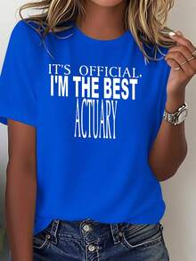 Camiseta Divertida de Actuaria para Mujer - con el eslogan "Oficialmente Certificado, Soy el Mejor Actuaria" y símbolos de actuaria (π, Δ) - Camiseta 100% casual y cómoda para todas las estaciones, adecuada para actuarias - Ropa de regalo lavable a máquina con patrones geométricos y corte holgado - Elegante camiseta roja de manga corta, adecuada para uso casual - Perfecta para salidas informales y para la oficina - Prenda llamativa para fans de la actuaria blusa casual mujer - Azul - Ver 7
