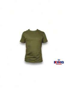 King T-shirt Playera 100% algodón de excelente calidad, esta playera garantiza una suavidad excepcional al tacto, cuello redondo con estampado "Papasaurus T-Rex Cool" y manga corta - Verde militar - Ver 3