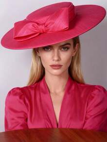 HIMESPORT Elegante tocado de ala ancha para iglesia para mujer, sombrero con lazo grande para ocasiones formales, estilo Kentucky, para dama, boda, novia, cóctel, fiesta de té y vestido, sombrero de copa plana - Multicolor - Ver 10