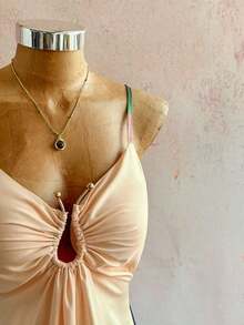 xheSHEIN Holidaya Vestido de tirantes finos para mujer de talla estándarxhe - Amarillo - Ver 3