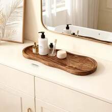 Asymmetrical Acacia Wood Tray - Luxury Decorative Tray, Perfume Tray, Bedroom Storage, Room/Guest Room/Living Room Decor, Jewelry Tray, Vanity Decor, Ideal For Holding Perfume, Jewelry, Bath Products, Cosmetics - Perfect Holiday Gift, Bathroom Accessory, Bathroom Tray - C-Wood Color - View 10