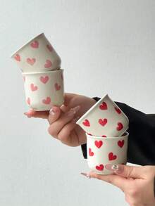 1个/2个/4个/6个装 小号心形浓缩咖啡杯，简约创意小爱心陶瓷咖啡杯，阿拉伯浓缩咖啡杯，招待客人/朋友的茶杯，日常下午茶/咖啡杯，可机洗，可重复使用 - 彩色 - 查看 12