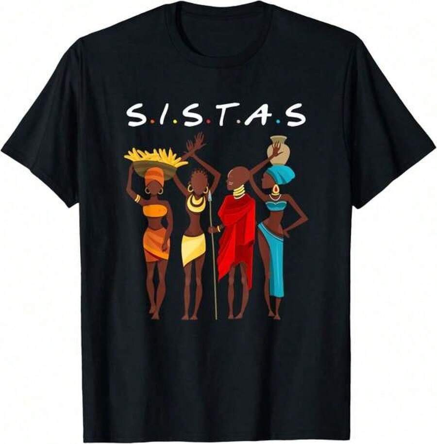 Camisetas unisex modaHistory SISTAS African American Girl Black Pride Shirt T-Shirt,Camisetas infantiles con dibujos animados, camisetas de cuello redondo, camisas, camisetas gráficas divertidas para hombre, camisetas con estampados de anime japonés. - Negro - Ver 1