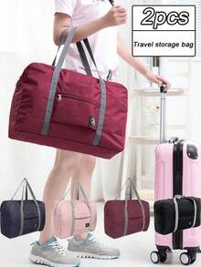 1/2 Packungen faltbare Reisetasche, multifunktionale Schultertasche, tragbare Reisetasche mit großer Kapazität, große Tragetasche, wasserdichte Oberfläche, robust und langanhaltend, geeignet für Geschäft und Reisen, Schultasche - Übersicht 2