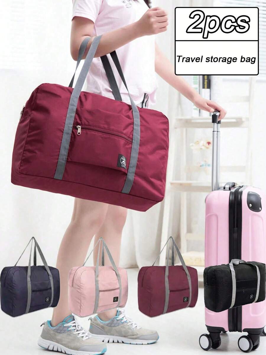 1/2 Packungen faltbare Reisetasche, multifunktionale Schultertasche, tragbare Reisetasche mit großer Kapazität, große Tragetasche, wasserdichte Oberfläche, robust und langanhaltend, geeignet für Geschäft und Reisen, Schultasche
