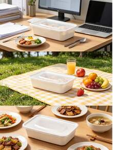 10/20/50pcs Wadah Penyimpanan Makanan yang Dapat Digunakan Kembali dengan Tutup, Kotak Bento Plastik dengan Sekat, Kotak Makan Siang, Kotak Bawa Pulang, Wadah Persiapan Makanan, Kotak Makan Siang yang Dapat Ditumpuk, Aman untuk Microwave - MultiWarna - View 3
