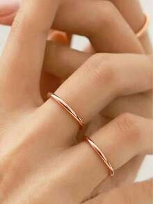 2-4pcs/Set Unisex Minimalist 18K Gold Plated Stainless Steel Rings, Women's Gift, Elegant Luxury Style, Suitable For Daily Wear, April Birthstone, Non-Mosaic, Ideal For Thanksgiving - Suitable For All Seasons - 2-piece Knuckle Ring Set - View 36
