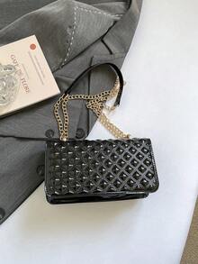 2026 Luxury Quilted Solid Color PU Special Lock Women's Shoulder Bag, Multifunctional Clutch, Suitable For Daily Outings, Work, Parties, Dates And More, Also Perfect As A Gift - Black - View 10