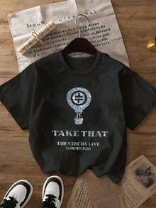 Plus Size Women's Casual "Take That The Circus Live 2026" Tour T-Shirt, Round Neck Short Sleeve, Suitable For Spring, Summer, Autumn Black - Black - View 2
