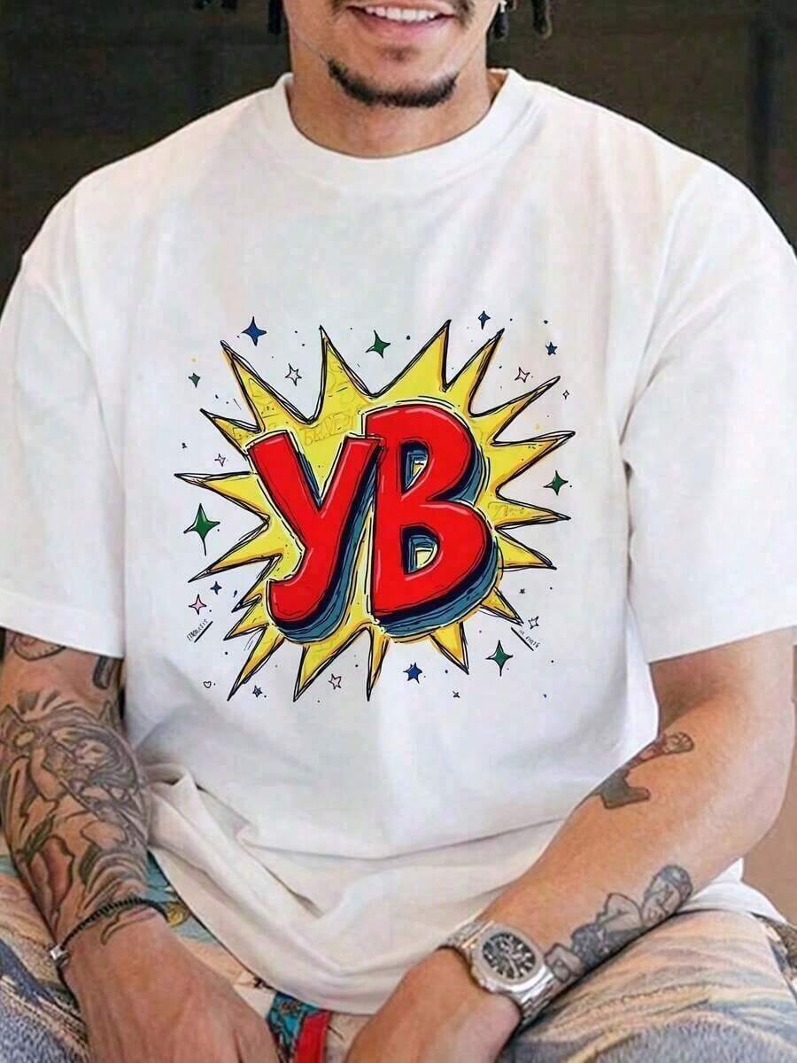 Camiseta de Cuello Redondo con Estampado Gráfico - Camiseta Casual de Manga Corta de Algodón, Estilo Pop Art, Suave y Cómoda, Transpirable para Verano - Perfecta para Uso Diario, Moda Urbana, Regalo para Hombres, Mujeres, Adolescentes - Blanco - Ver 1