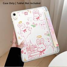 Bunnies Cute Rabbit, Tulip, Firework Pattern Acrylic Crystal Tablet Protective Case With Stand, Foldable Anti-Bend, Silicone Reinforced Corners, Auto Wake/Sleep Function, Built-In Pen Slot, Multi-Angle Foldable Stand, Daily Protection, Great Gift - Style 11 - View 4