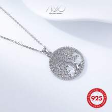 925 Sterling Silver Tree Of Life Necklace For Women, Geometric Hollow Design, Suitable For Holidays, Daily Wear, Gift For Family, Friends, Christmas, Halloween, Valentine's Day, Birthday - Silver - View 6