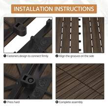 27PCS Acacia Wood Interlocking Flooring Tiles Waterproof Flooring For Outdoor & Indoor Patio,Balcony,Garden,Poolside,12 * 12 In,Black - A - View 4