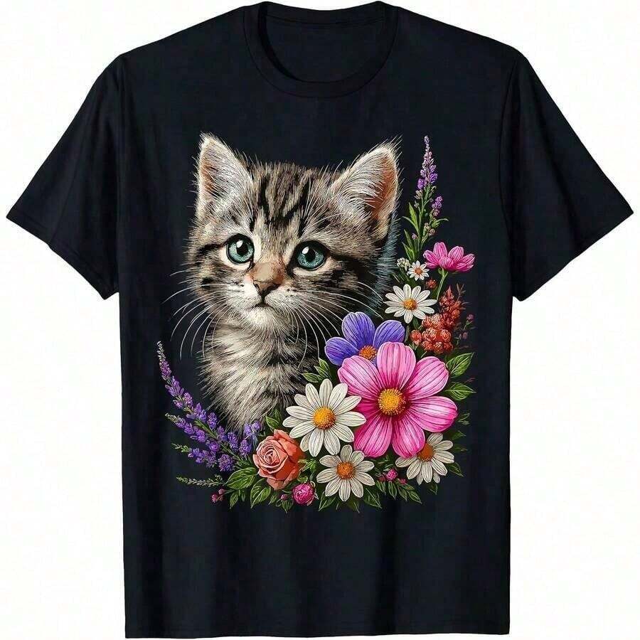 1 Piece Women's Clothing; Summer Tops This Is My Style - Panda Click T-Shirt For All Seasons, Short Sleeve Crew Neck T-Shirt, One-Sided Print, 100% Pure Cotton, Unisex Top, Base Layer, Summer Clothing For Women, Soft Pure Cotton 100% Cotton Y56Q180g 100% Cotton - 顏色 7 - 查看 1