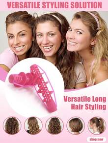 2/4pcs Left/Right Wave Pink Curling Iron, Women Convenient ABS Material Spiral Curler, Damage-Free Wet Use, Compact & Portable For Home, Travel Hair Styling Tool Kit - Multicolor - View 2