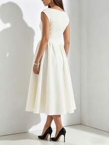 2026 Spring New European And American Women's Fashion Elegant Backless Dress Stylish Slim Sleeveless Solid Color Long Dress - 杏色 - 查看 6