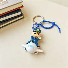 MINISO Cute 3D Shinchan Bag Charm With High-Detail PVC Figurine And Beaded Bracelet, Fun Cartoon Keyring For Backpack, Keys, Car Or Room Display, Multiple Styles Available - Red and Yellow - View 4