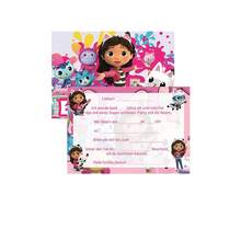 1套/12張 Gabby's Dollhouse 主題派對邀請卡，卡通貓生日邀請函含信封與貼紙，以 Gabby 和朋友們為主角，適合兒童 Gabby 主題生日、派對贈品及主題派對氛圍佈置 - 彩色 - 查看 5
