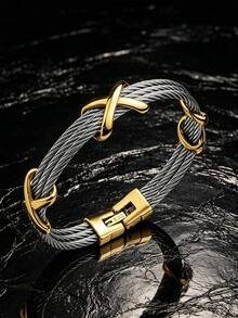 1 chiếc vòng tay cáp dây thừng thép không gỉ phong cách vintage gợi cảm cá nhân hóa, vòng tay nữ nhiều lớp xếp chồng có khóa, phù hợp đeo hàng ngày, tiệc sinh nhật, kỷ niệm, quà tặng trang sức thanh lịch - Nhiều màu - Xem 2