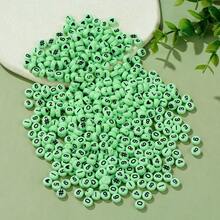 100/500颗0-9亚克力数字圆珠手链制作套装，4x7mm心形珠子，适用于手链、项链、友谊饰品DIY手工，绿色+黑色隔珠，友谊手链DIY套装 - 綠色 - 查看 3