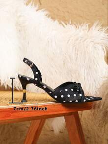 Women's Bow Pointed Toe High Heel Sandals, Versatile Chunky Heel Backless Pumps, Suitable For Wedding And Date, Pointed Toe Backless High Heel Sandals For Women, Versatile Style For Wedding And Date - Black - View 5