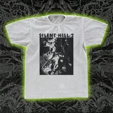 Camiseta Casual de Moda, Camiseta Unisex de Juego de Supervivencia Silent Hill 2, Camiseta de Videojuego de Horror, Camiseta de Regalo para Jugadores, Top Gráfico de Cabeza de Pirámide, Ropa de Regalo de Halloween, Camiseta de Manga Corta Suelta, Camiseta Casual de Moda, 100% Algodón, Apta para Todas las Estaciones - Negro - Ver 8