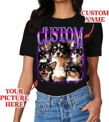 Your T-Shirt With Personalized Text, Custom Your Own Bootleg Shirts, Custom Bootleg Rap Tee, Birthday Gift - 紅色 - 查看 4