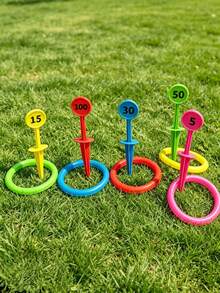 10pcs Outdoor Beach Sports Toys, Lawn Game Equipment, Numbered Toss Rings, Fun Interactive Family Game, Birthday Party Gift - Durable PP Material, Red, Green, Blue, Yellow, White Beach Accessories - View 4