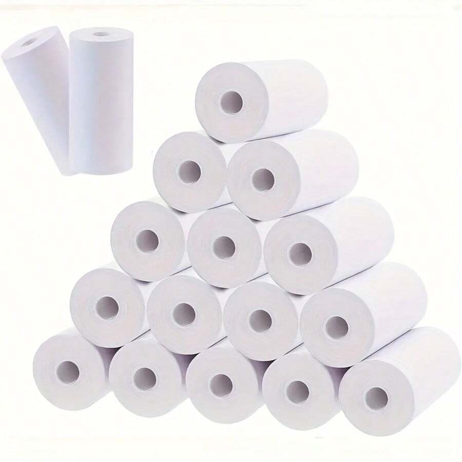 高清白色热敏标签纸 - 57x25mm 直热式打印卷,适用于无线口袋打印机 - 清晰打印收据和便笺纸,适用于家庭办公室、整理和学习 - 查看 1