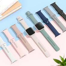 适用于 Series 11 10 9 8 7 6 5 4 3 2 1 SE SE2 SE3 Ultra 2 Ultra 3 的硅胶表带 - 尺寸可选 38mm 40mm 41mm 42mm 44mm 45mm 46mm 49mm，男女通用时尚表带，适合健身、游泳、日常佩戴，配有安全扣环，是理想的礼物之选。 - 38/40/41/42mm(Series 10 11) - 查看 5