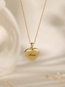 Customized Heart-Shaped Photo Pendant Necklace, Personalized Stainless Steel Engraved Hidden Flip-Open Locket, Text Photo Jewelry Gift For Mother, Anniversary Gift, Memorial Keepsake - Custom Heart-shaped Photo Necklace - View 11