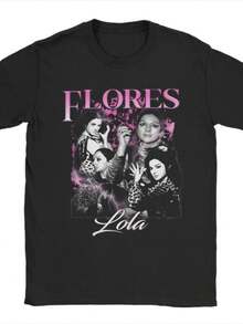 blusas para mujer Aesthetic Lola Flores  T-Shirt For Men Women O-neck Short Sleeve Top Tee Singer Legend Cotton Summer Tops - Negro - Ver 1