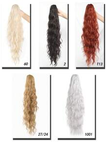 26 Inch Long Wavy Curly Synthetic Hair Braid, Heat Resistant Fiber Material, Suitable For Daily Wear For Women And Girls Summer Hair Accessories Beach Claw Clips Vacay Hair Clips Fashion Hair Claws,Travel,Birthday - Black Pairing Pink - View 5