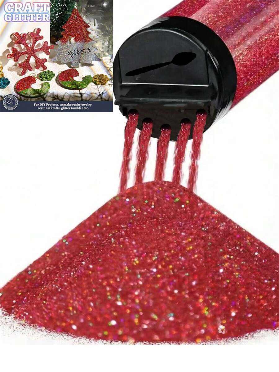 120ml/2.85oz Brillo ultrarrefinado holográfico, escamas de brillo de resina de 1/128" para manualidades, slime, arte de uñas, pintura, decoración navideña, tazas, joyería, scrapbooking, tarjetas de boda, disponible en 1 botella, 2 botellas o 4 botellas, cada botella contiene 120ml/80g - Burdeos - Ver 1