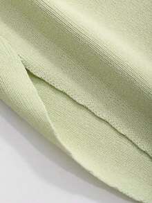 Suéter holgado de punto de unicolor con cuello, estilo casual y de negociospara mujer - Verde - Ver 4