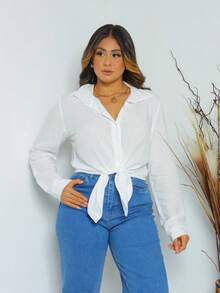 Slim Long Sleeve Shirt | Blouse | Evangelical Fashion | Women's Blouse | Formal Wear From Sizes M To XL | Women's Work Shirt - 白色關閉 - 查看 7