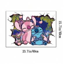 Disney 1片史迪奇與天使牆貼 - 超大號防水PVC貼紙，生動卡通角色，適合臥室與房間裝飾，易於貼在玻璃表面 | 啞光飾面 | 耐用PVC材質，史迪奇房間裝飾 - 均碼 - 查看 14