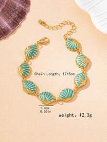 1pc Fashionable Delicate Personalized Design Beachy Shell Bracelet, Versatile Daily Wear For Women - Blue - View 4