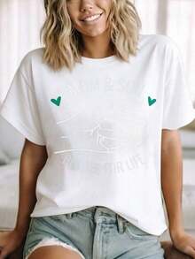 1 pieza Camiseta Familiar a Juego "Madre e Hijo Mejores Amigos de por Vida" Regalo para el Día de la Madre o Cumpleaños 180g Algodón 100% - Blanco - Ver 2