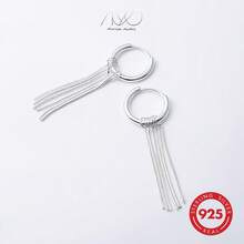 925 Silver Long Tassel Geometric Earrings For Women, Suitable For Daily, Vacation, Party Wear, Holiday Gift - Silver - View 6