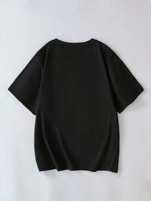 Plus Size Women's Casual Cat Print T-Shirt, Suitable For Everyday Wear, Outings, Vacations, Summer, Beach Parties, Music Festivals, Holidays And Other Events. Color: Black - 黑色 - 查看 3