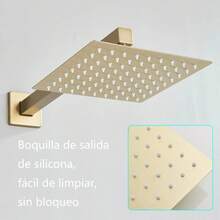 Square Shower Head, Single Lever, Rain Type, High Pressure - Gold - View 4