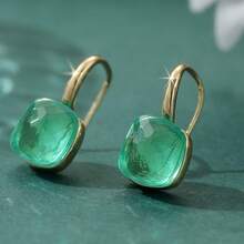 DIYCCPC Anting Liontin Persegi Kaca Aneka Warna Vintage Mewah, Perhiasan Fashion Buatan Tangan untuk Wanita, Hadiah Ideal untuk Pesta dan Perjamuan - MultiWarna - View 8