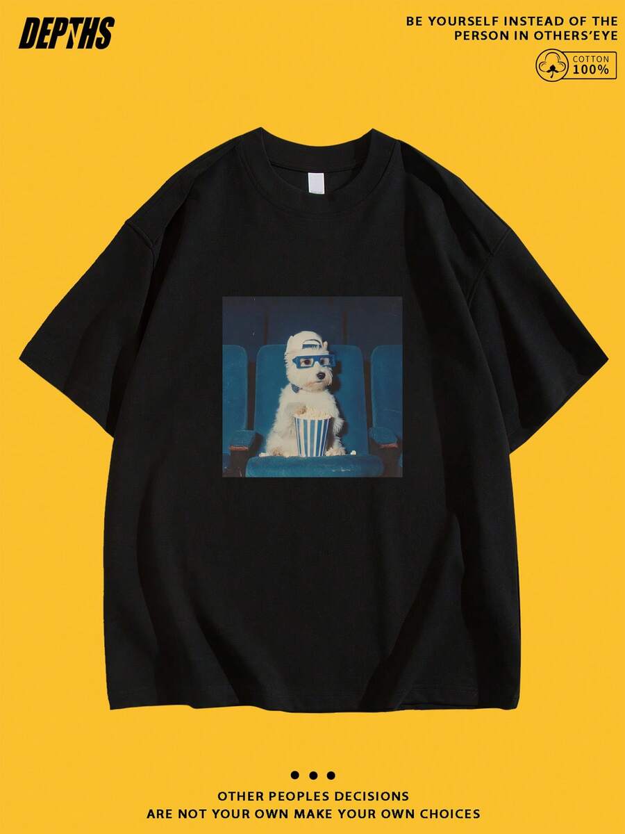 Camiseta de cuello redondo con diseño creativo de dibujos animados, hecha de algodón puro, elegante y de manga corta para el verano, perfecta para salidas casuales, ropa de hombre, camisetas de algodón para hombre, camisetas para hombre, conjuntos de verano para hombre, ropa de verano para hombre, camisetas de banda para hombre, camisetas para hombre, conjuntos de vacaciones para mujer, conjuntos modestos de verano, tops de jersey para mujer, ropa de verano para mujer, tops de algodón, tops de verano, conjuntos de verano, tops para mujer, tops blancos, tops de fiesta. - Negro - Ver 1